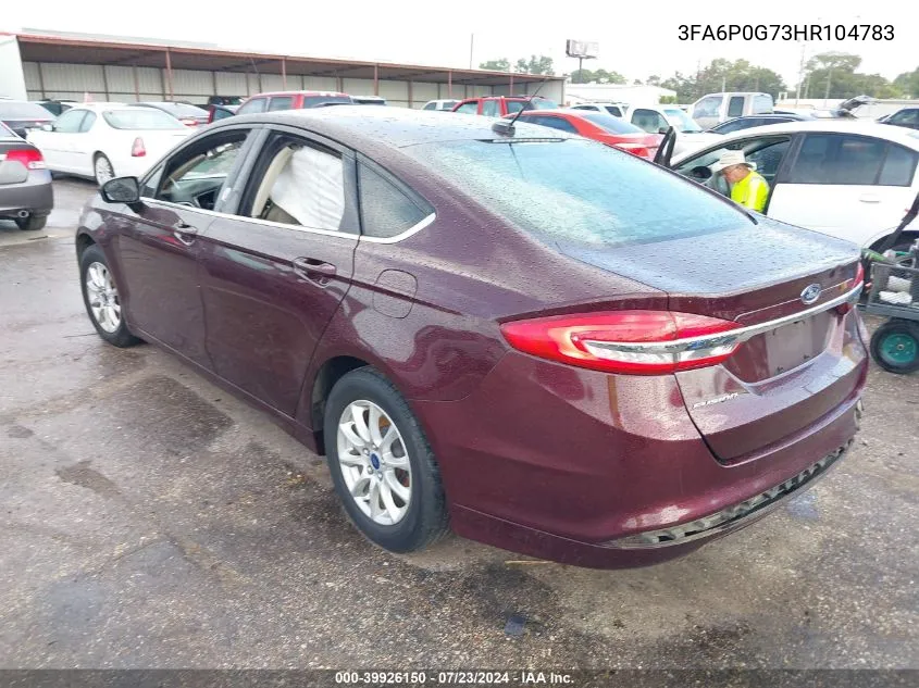 2017 Ford Fusion S VIN: 3FA6P0G73HR104783 Lot: 39926150