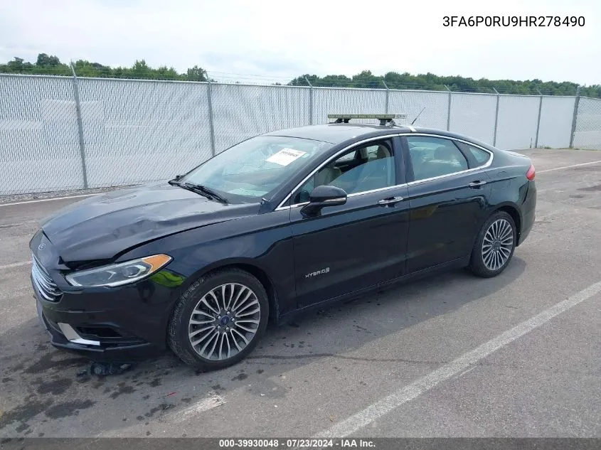 2017 Ford Fusion Hybrid Titanium VIN: 3FA6P0RU9HR278490 Lot: 39930048