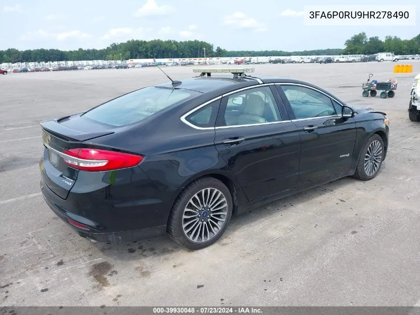 2017 Ford Fusion Hybrid Titanium VIN: 3FA6P0RU9HR278490 Lot: 39930048