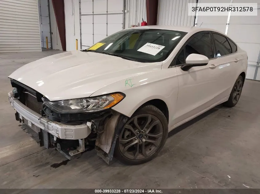 2017 Ford Fusion Se VIN: 3FA6P0T92HR312578 Lot: 39933228