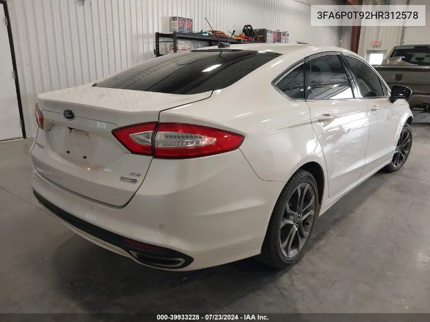 2017 Ford Fusion Se VIN: 3FA6P0T92HR312578 Lot: 39933228