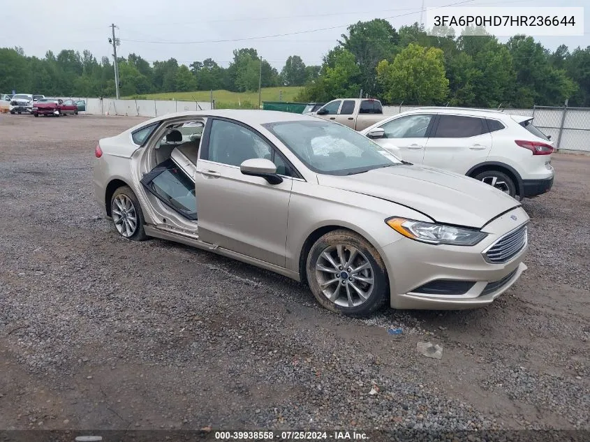 2017 Ford Fusion Se VIN: 3FA6P0HD7HR236644 Lot: 39938558