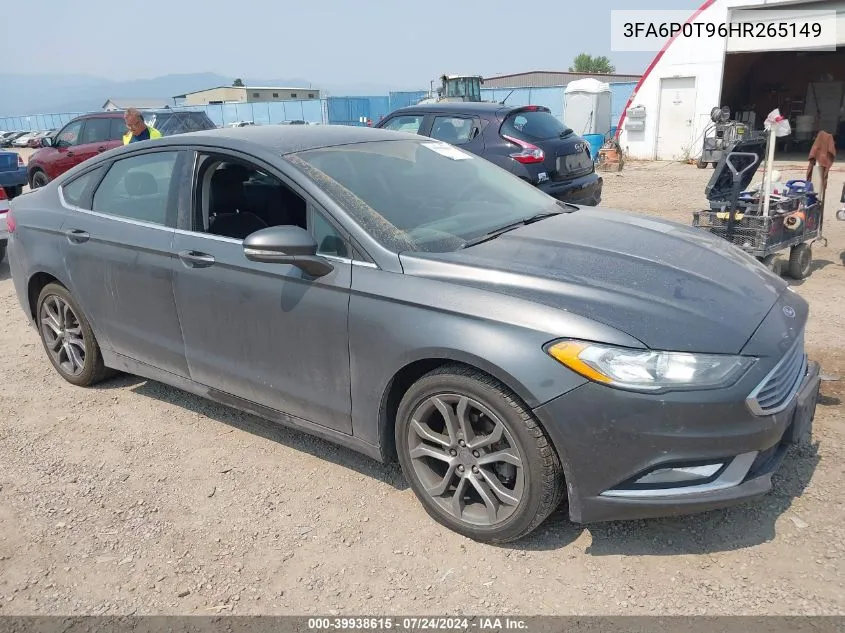 2017 Ford Fusion Se VIN: 3FA6P0T96HR265149 Lot: 39938615