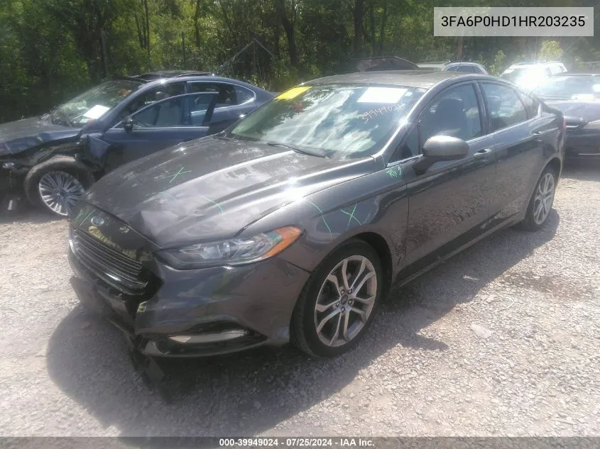 2017 Ford Fusion Se VIN: 3FA6P0HD1HR203235 Lot: 39949024