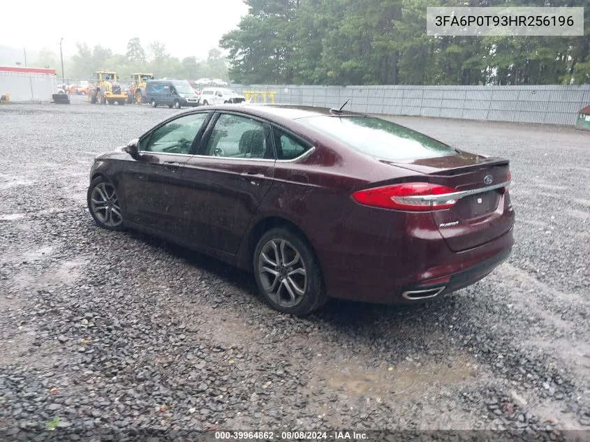 2017 Ford Fusion Se VIN: 3FA6P0T93HR256196 Lot: 39964862