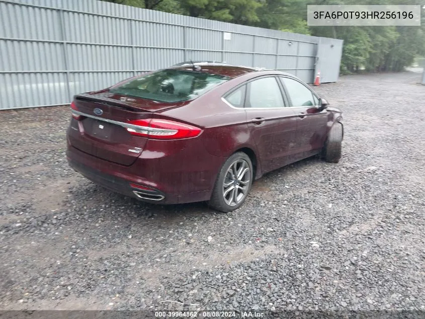 2017 Ford Fusion Se VIN: 3FA6P0T93HR256196 Lot: 39964862