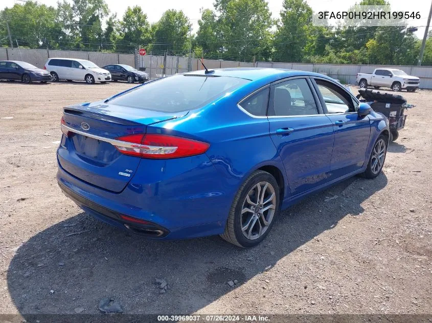 2017 Ford Fusion Se VIN: 3FA6P0H92HR199546 Lot: 39969037