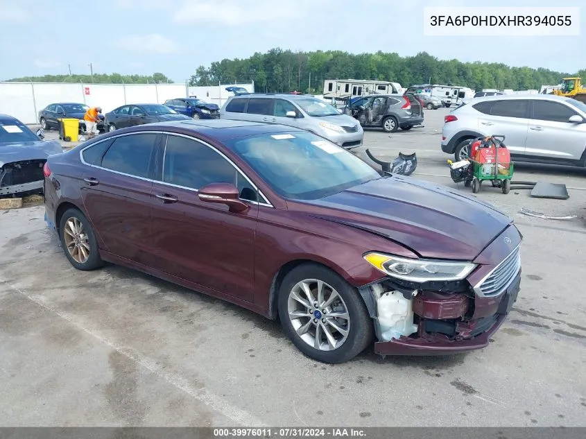 2017 Ford Fusion Se VIN: 3FA6P0HDXHR394055 Lot: 39976011