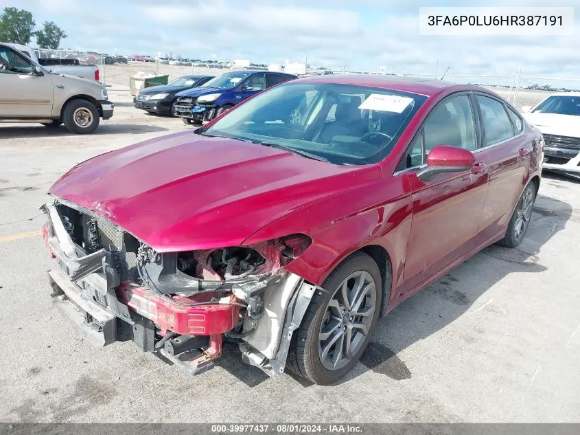 3FA6P0LU6HR387191 2017 Ford Fusion Hybrid Se