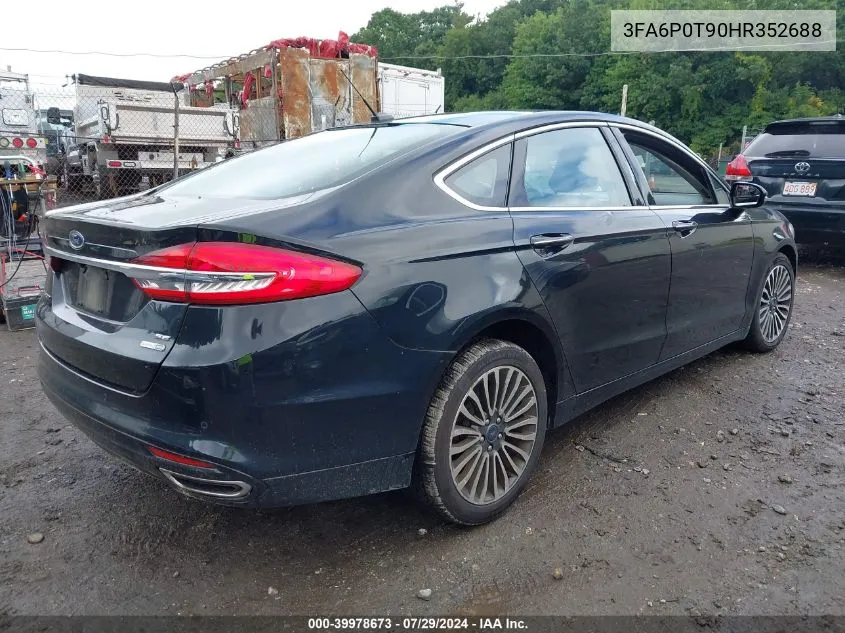 2017 Ford Fusion Se VIN: 3FA6P0T90HR352688 Lot: 39978673