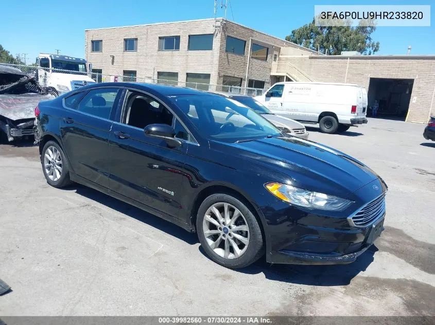 2017 Ford Fusion Hybrid Se VIN: 3FA6P0LU9HR233820 Lot: 39982560