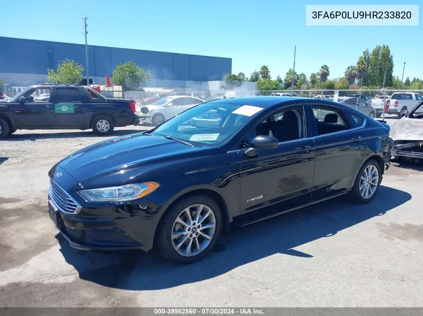 2017 Ford Fusion Hybrid Se VIN: 3FA6P0LU9HR233820 Lot: 39982560