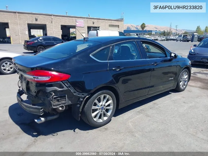 3FA6P0LU9HR233820 2017 Ford Fusion Hybrid Se