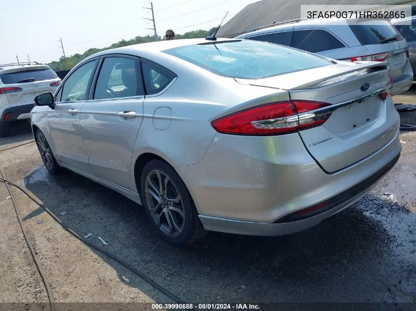 2017 Ford Fusion S VIN: 3FA6P0G71HR362865 Lot: 39990688