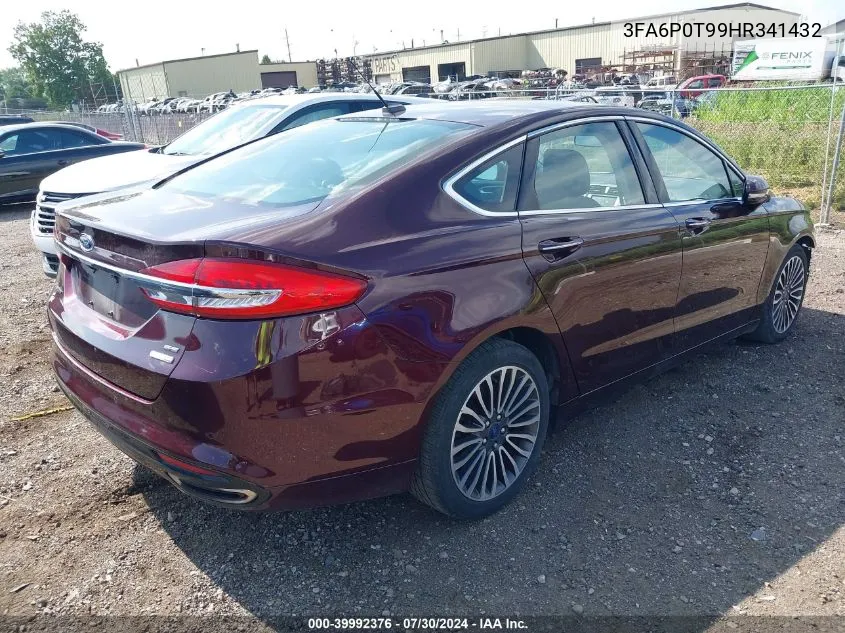 2017 Ford Fusion Se VIN: 3FA6P0T99HR341432 Lot: 39992376