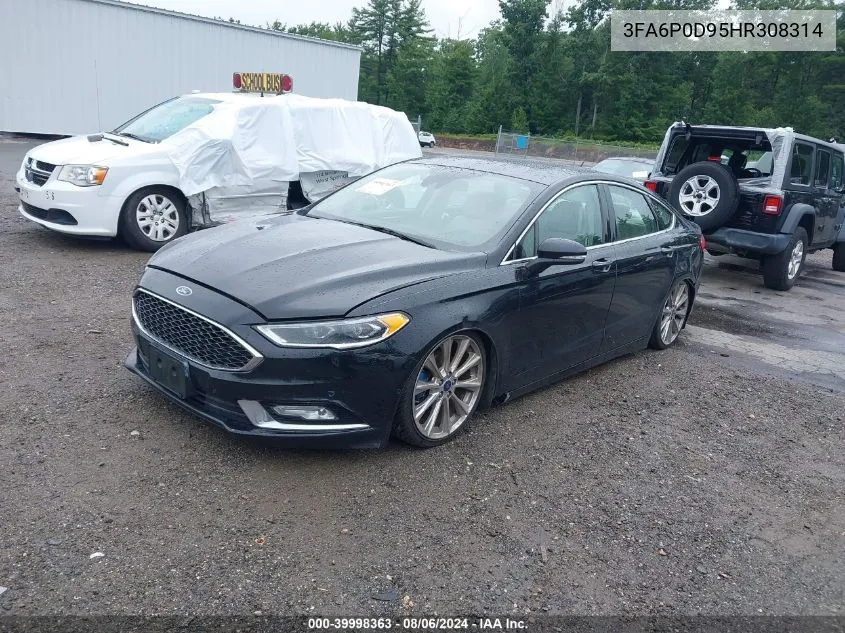 2017 Ford Fusion Platinum VIN: 3FA6P0D95HR308314 Lot: 39998363