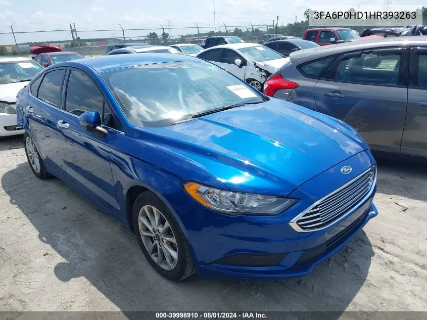 2017 Ford Fusion Se VIN: 3FA6P0HD1HR393263 Lot: 39998910