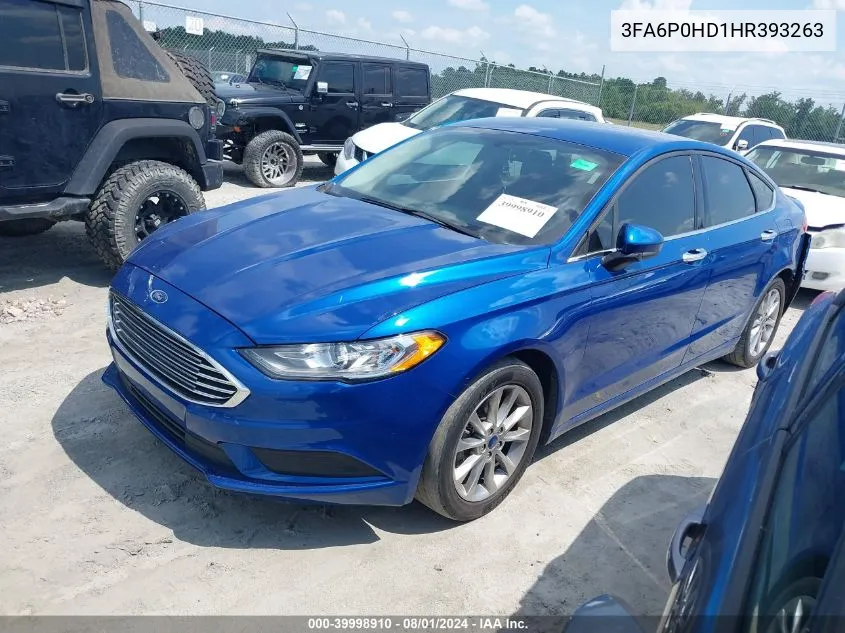 2017 Ford Fusion Se VIN: 3FA6P0HD1HR393263 Lot: 39998910