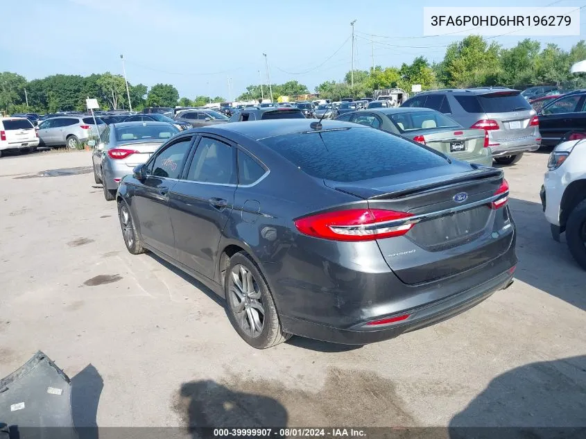 2017 Ford Fusion Se VIN: 3FA6P0HD6HR196279 Lot: 39999907