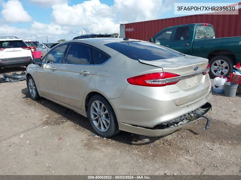 2017 Ford Fusion Se VIN: 3FA6P0H7XHR235630 Lot: 40003932