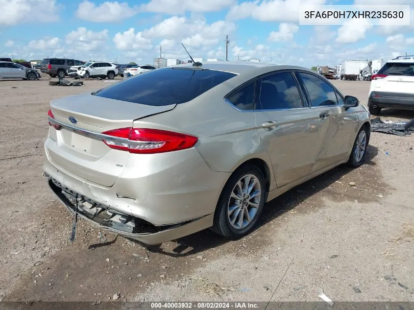 2017 Ford Fusion Se VIN: 3FA6P0H7XHR235630 Lot: 40003932