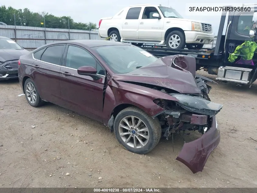 2017 Ford Fusion Se VIN: 3FA6P0HD7HR395860 Lot: 40010238