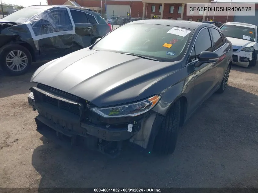 2017 Ford Fusion Se VIN: 3FA6P0HD5HR406578 Lot: 40011032