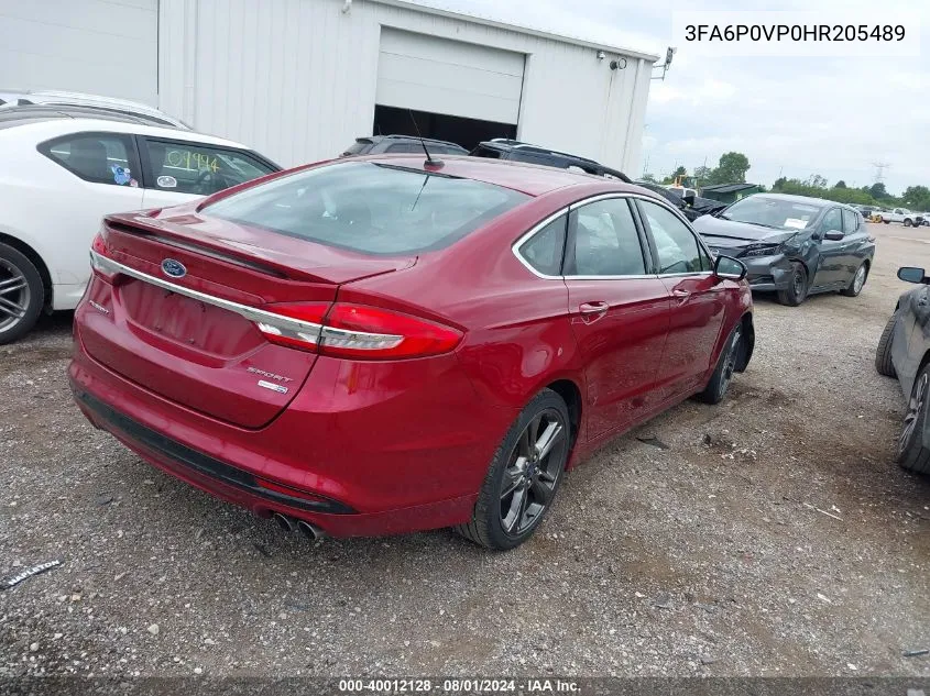 2017 Ford Fusion Sport VIN: 3FA6P0VP0HR205489 Lot: 40012128