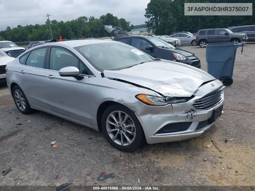 3FA6P0HD3HR375007 2017 Ford Fusion Se