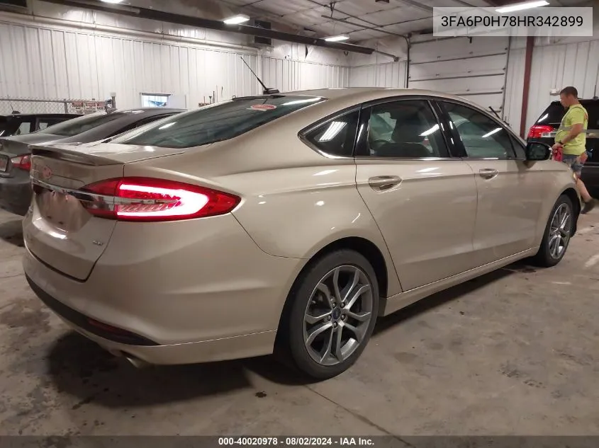 2017 Ford Fusion Se VIN: 3FA6P0H78HR342899 Lot: 40020978