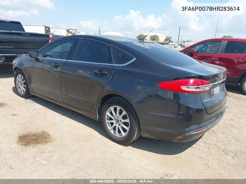 2017 Ford Fusion S VIN: 3FA6P0G78HR283614 Lot: 40028885