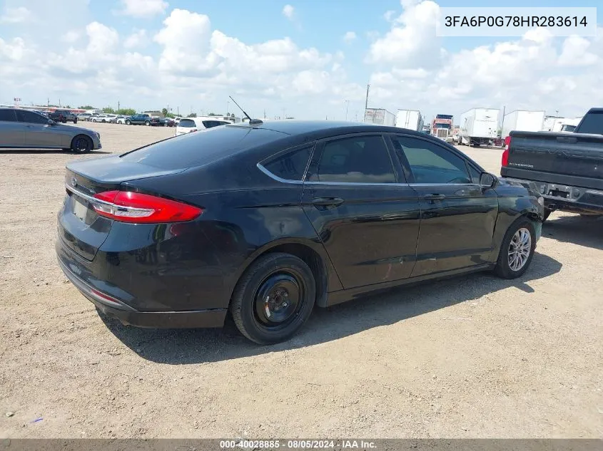 2017 Ford Fusion S VIN: 3FA6P0G78HR283614 Lot: 40028885