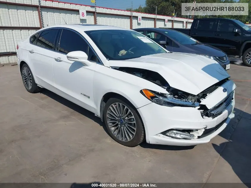 2017 Ford Fusion Hybrid Titanium VIN: 3FA6P0RU2HR188033 Lot: 40031520