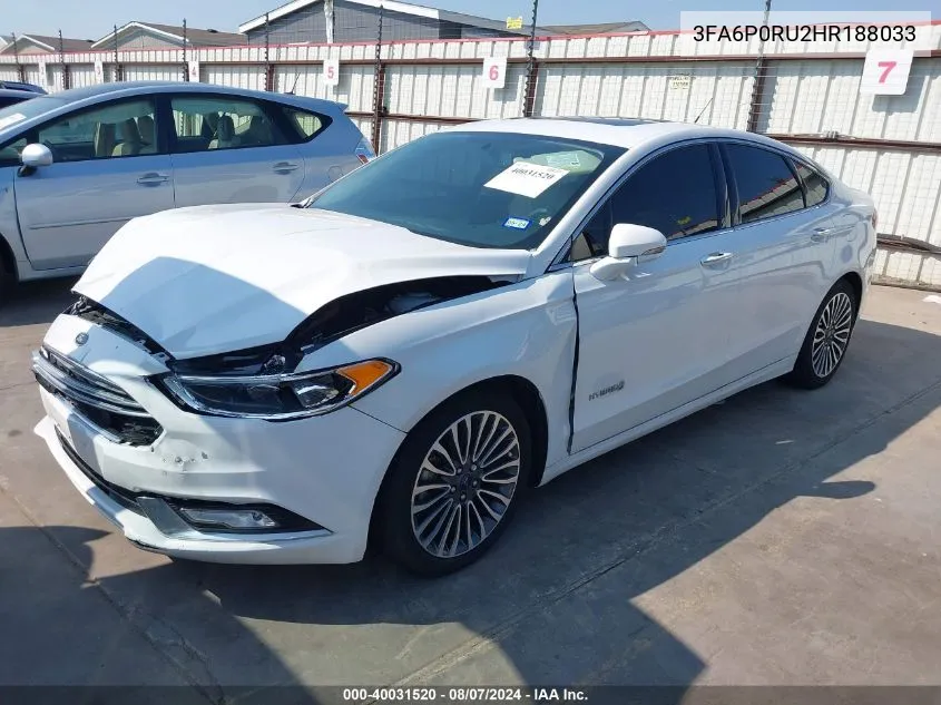 2017 Ford Fusion Hybrid Titanium VIN: 3FA6P0RU2HR188033 Lot: 40031520