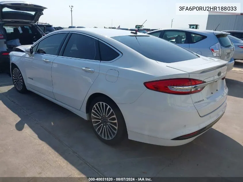 2017 Ford Fusion Hybrid Titanium VIN: 3FA6P0RU2HR188033 Lot: 40031520