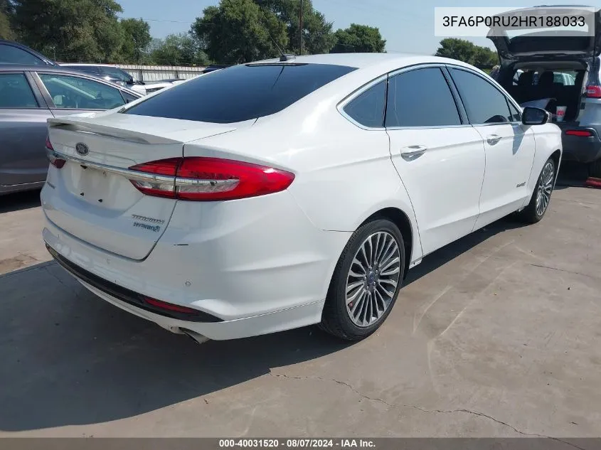 2017 Ford Fusion Hybrid Titanium VIN: 3FA6P0RU2HR188033 Lot: 40031520