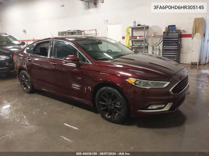 2017 Ford Fusion Se VIN: 3FA6P0HD6HR305145 Lot: 40036109