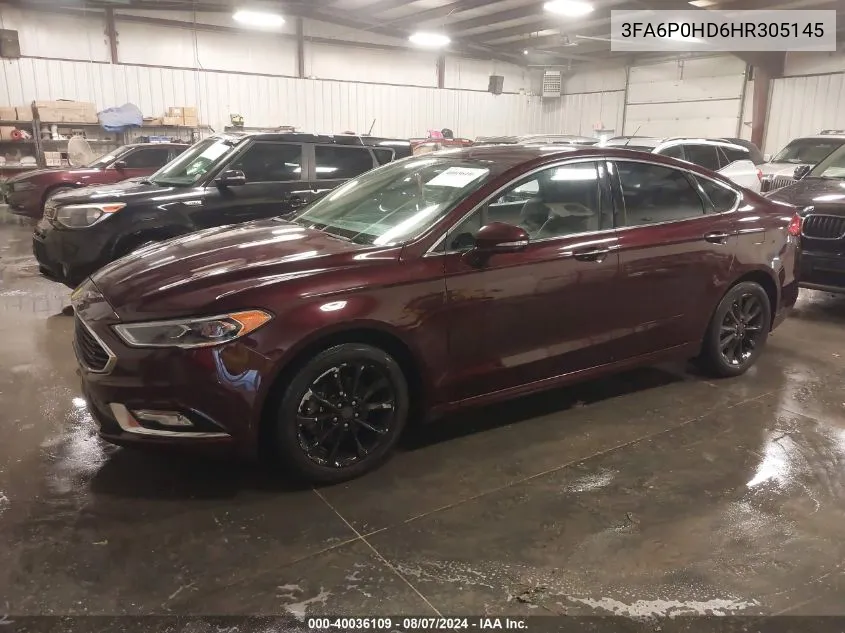 2017 Ford Fusion Se VIN: 3FA6P0HD6HR305145 Lot: 40036109