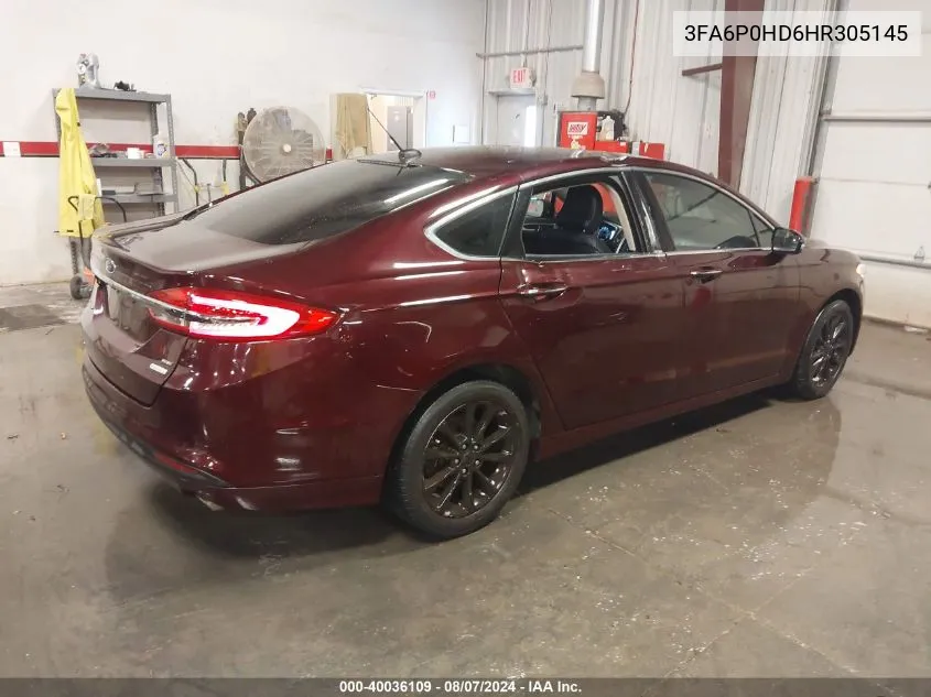 2017 Ford Fusion Se VIN: 3FA6P0HD6HR305145 Lot: 40036109