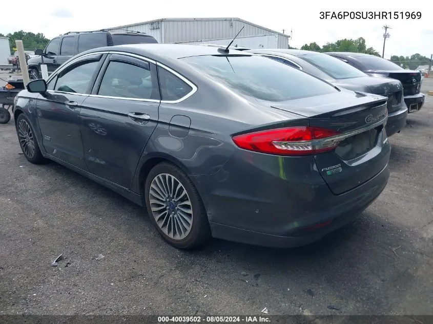 2017 Ford Fusion Energi Titanium VIN: 3FA6P0SU3HR151969 Lot: 40039502