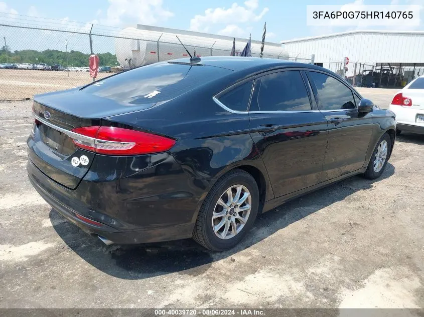 2017 Ford Fusion S VIN: 3FA6P0G75HR140765 Lot: 40039720