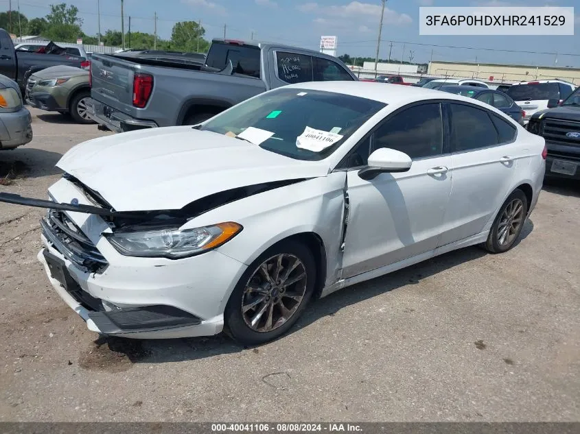 2017 Ford Fusion Se VIN: 3FA6P0HDXHR241529 Lot: 40041106