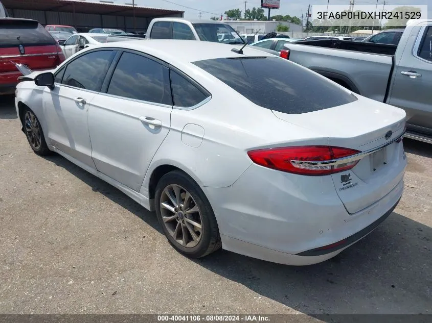 2017 Ford Fusion Se VIN: 3FA6P0HDXHR241529 Lot: 40041106