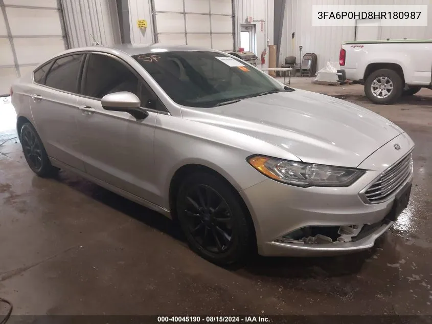 2017 Ford Fusion Se VIN: 3FA6P0HD8HR180987 Lot: 40045190