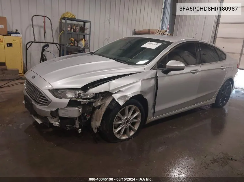 2017 Ford Fusion Se VIN: 3FA6P0HD8HR180987 Lot: 40045190