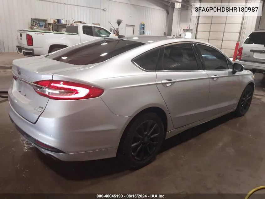 2017 Ford Fusion Se VIN: 3FA6P0HD8HR180987 Lot: 40045190