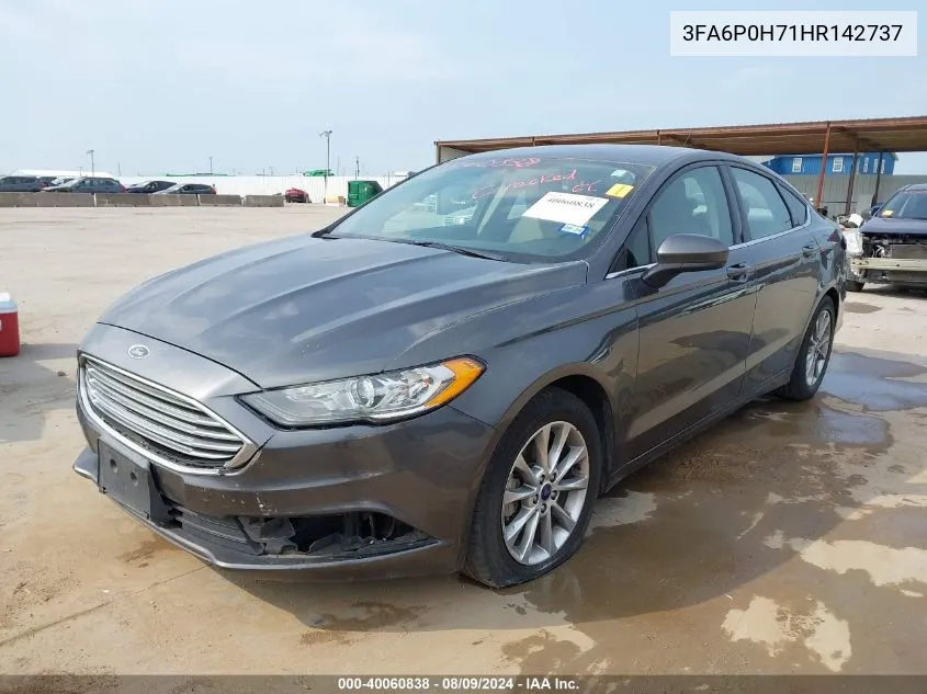 2017 Ford Fusion Se VIN: 3FA6P0H71HR142737 Lot: 40060838