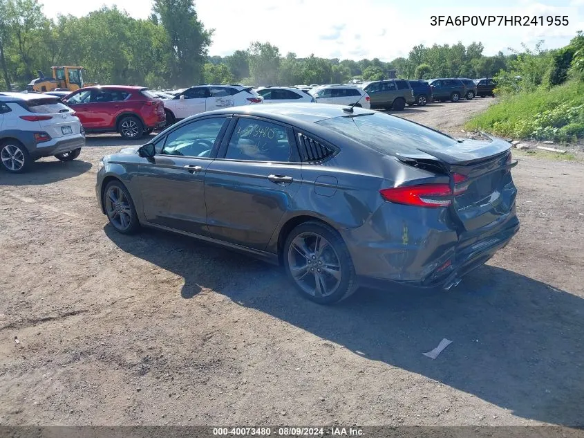 2017 Ford Fusion Sport VIN: 3FA6P0VP7HR241955 Lot: 40073480