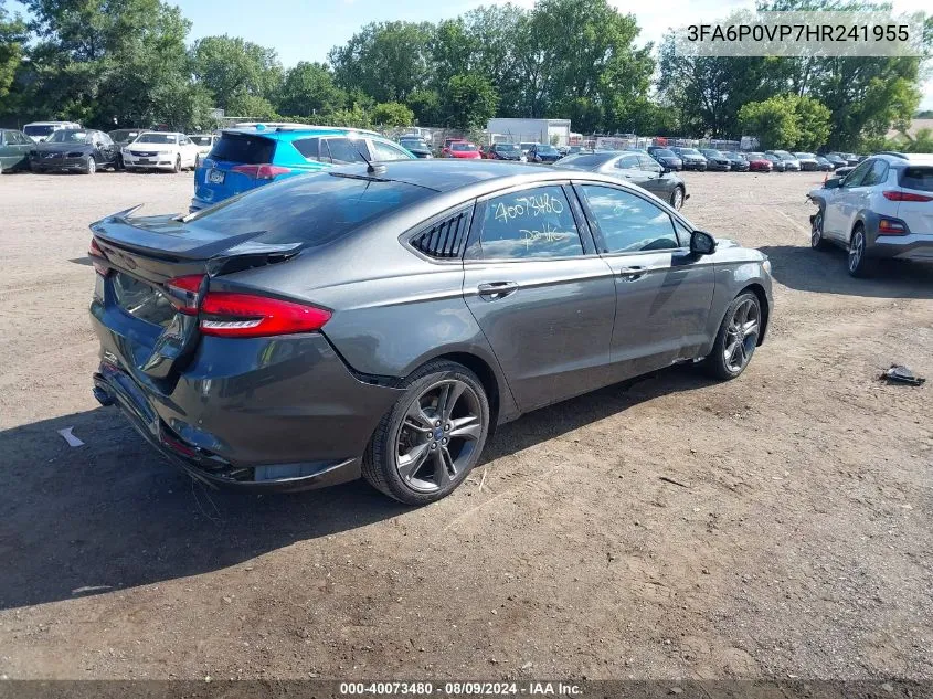 2017 Ford Fusion Sport VIN: 3FA6P0VP7HR241955 Lot: 40073480