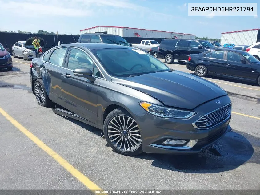 2017 Ford Fusion Se VIN: 3FA6P0HD6HR221794 Lot: 40073641